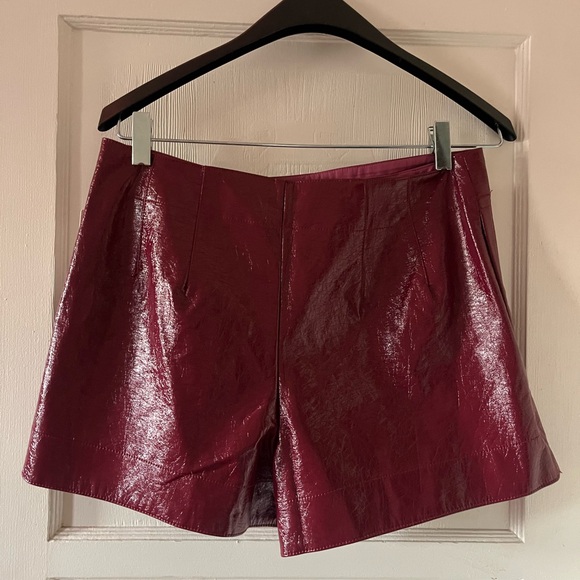 Anthropologie / Maeve Faux Leather Mini Skort - Red Berry - Picture 4 of 5